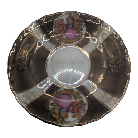 Vintage Japanese Porcelain Demitasse Expresso Cup & Saucer Courting Couple - Picture 6 of 11